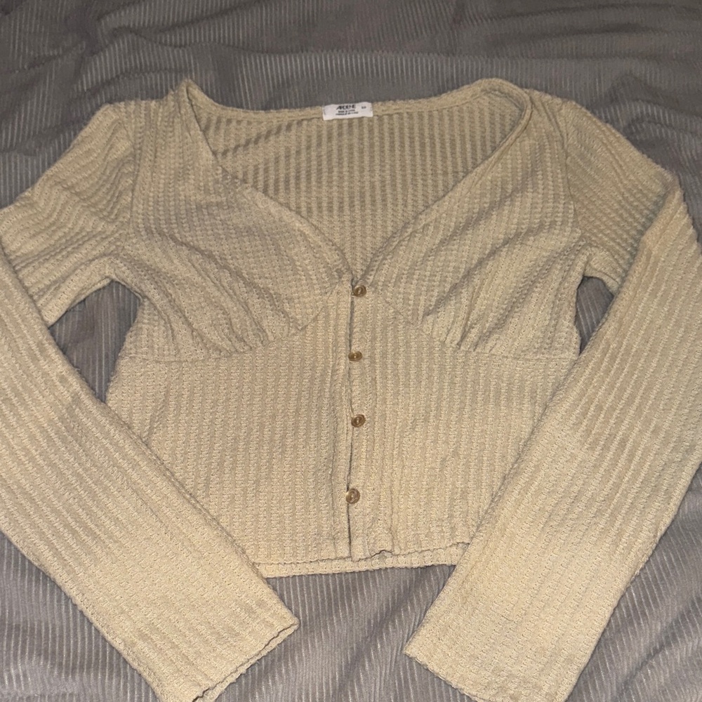 Ardene Beige Ribbed Knit Top